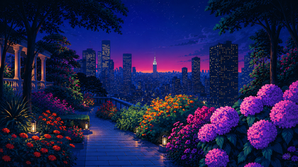 Skyline Bloom - Neon Riviera Beverly Walls