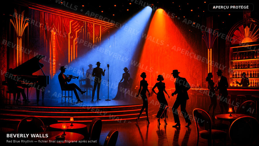Red Blue Rhythm - aperçu protégé Beverly Walls