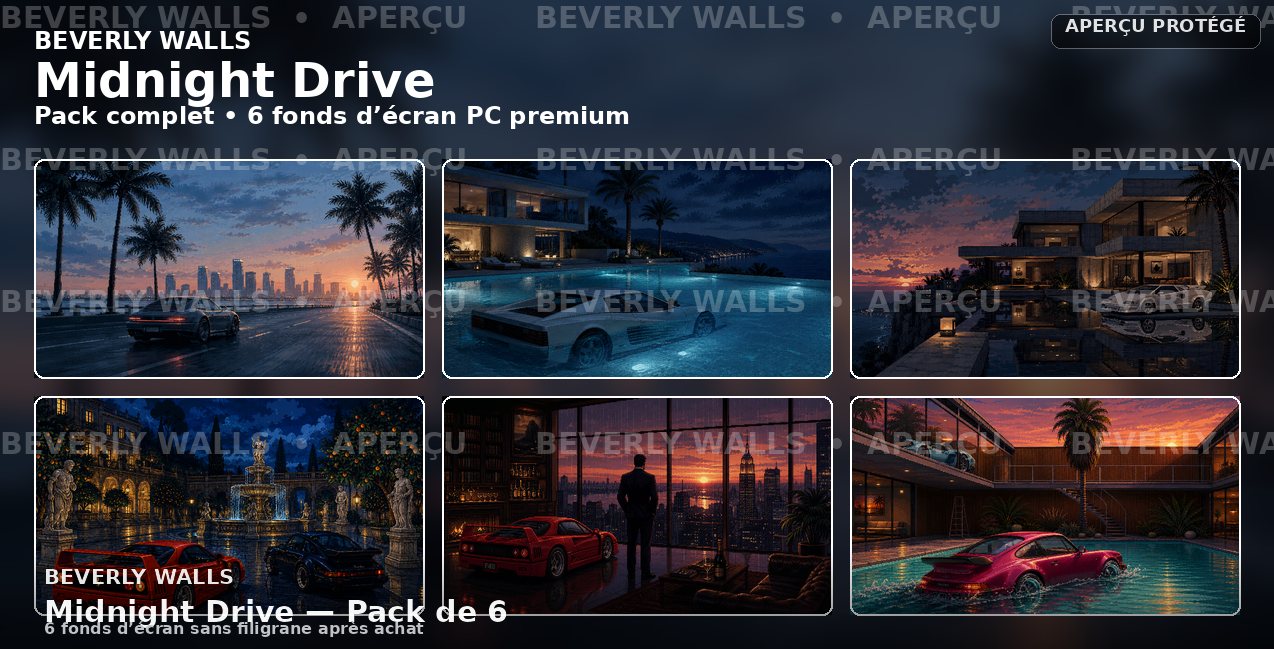 Midnight Drive - Pack de 6 fonds d’écran PC Beverly Walls