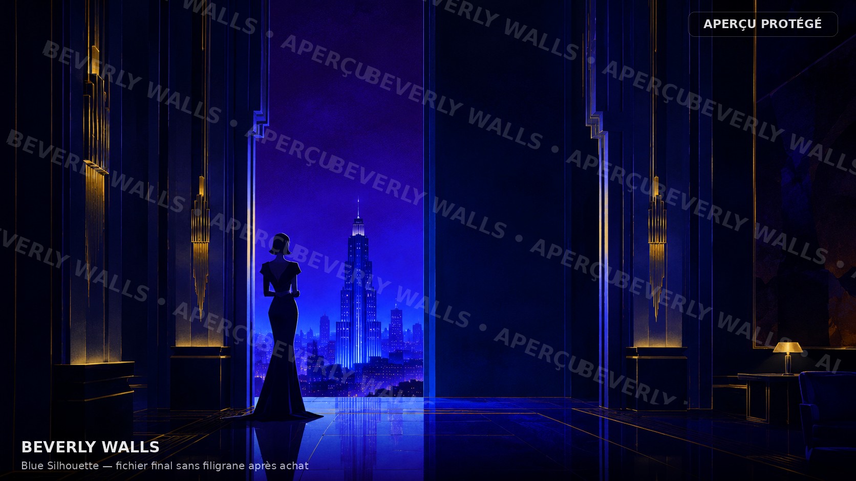 Blue Silhouette - aperçu protégé Beverly Walls